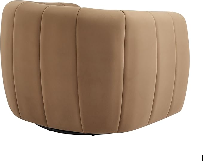 Christopher Knight Home Monroe Velvet Swivel Club Chair,Armchair with 360-Degree Rotation, Upholstered Barrel Swivel Sofa Chair for Living Room/Bedroom, Tufted Back,Thick Cushion, Iron Base, Camel