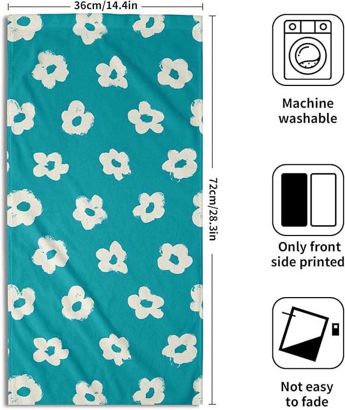 Modern Style Kitchen Towels Set of 2 Aqua Floral Quick Dry Microfiber Dish Towels