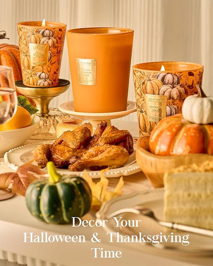 M&SENSE Large Candles Caramel Pumpkin Latte Scented, 3 Wick Natural Soy Candles for Home Scented, 150H Long Lasting Slow Burn Jar 35oz, Home Fragrance Halloween Thanksgiving Christmas Gifts