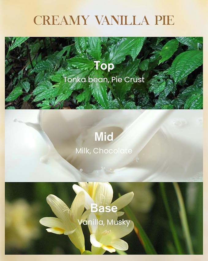 M&SENSE Creamy Vanilla Pie Scented Natural Soy Wax Candle, 14.1oz 60 Hours Long Lasting Slow Burning, Aromatherapy Candle for Stress Relief, Fall Winter Festival Gifts for Home Decor