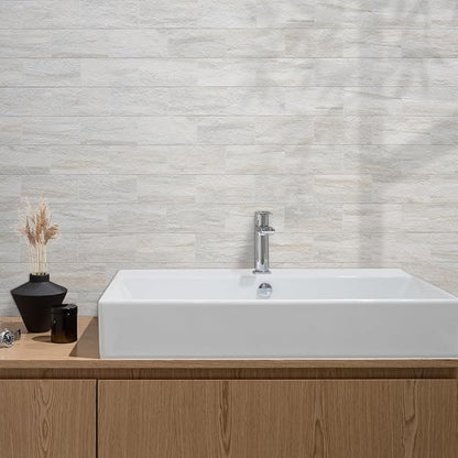 AULIGET 3" x 6" Subway Tile Peel and Stick Backsplash, Thick PVC Stick on Wall Tiles (4, Beige Slate)