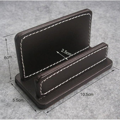 KINGFOM 3PCS/SET Desk Organizers and Accessories, Pu Leather Office Supplies Organization Set with Tissue Holder, Pencil Holder and Business Name Cards Stand Brown