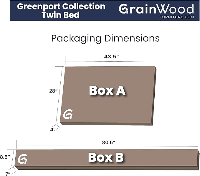 Grain Wood Furniture Greenport Solid Wood Platform Bed, Twin Size, Brushed Walnut