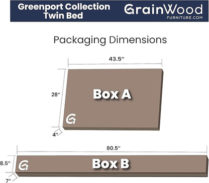 Grain Wood Furniture Greenport Solid Wood Platform Bed, Twin Size, Brushed Walnut