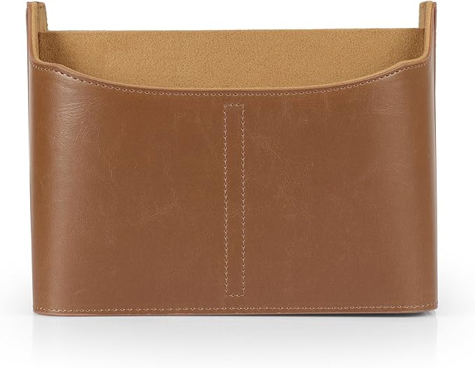 Londo PU Leather Remote Control Holder, Office Supplies Desk Organizer with Tablet Slot, Makeup Brush and Utensils Cube, Large Capacity Desk Caddy With 5 Compartments