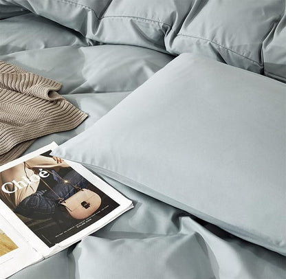 Pureant Dusty Blue Comforter Sets King Solid Light Haze Blue Bedding Comforters Cotton Women Men Plain Color Bed Quilts Modern Light Greyish Blue Blankets Comforters Soft Health Lake Blue Bed