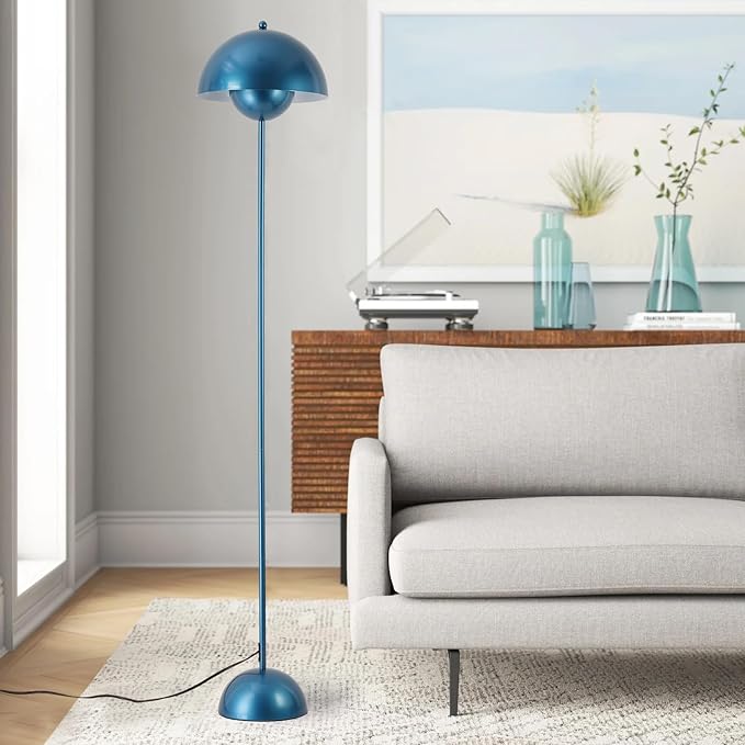COSYLUX Modern Floor Lamp for Living Room, Industrial Tall Standing Lamp for Bedroom, Metal Shade Reflecting Light Reading Floor Lamp for Office, Nursery Room, Corner(Pearl Gentian Blue)