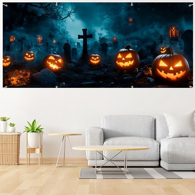6 x 13 ft Halloween Garage Door Decorations Halloween decorations Witch Door Cover, Hanging Banner, Cauldron Backdrop Mural for Home, Outdoor, Indoor, Spooky Party, Wall, Window (Cross)