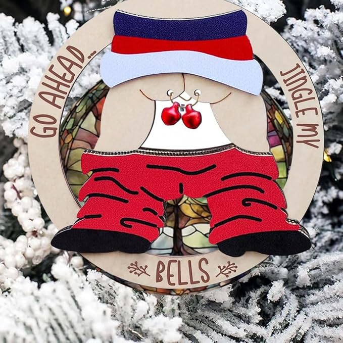 2025 Funny Christmas Ornaments, Dirty Santa Gifts, Fun Pendants for Adults, Jingle Bell Car Hanging Ornaments, Mischievous Wooden Gifts for Gift Exchanges