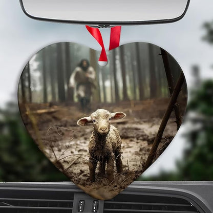 2025 Christian Christmas Ornament - Jesus and Lamb Design, Baptism Gift for Boys & Girls, Religious Holiday Tree Decoration, Birthday Gift for Women, Durable Hanging Ornament for Festive Spirit C-317