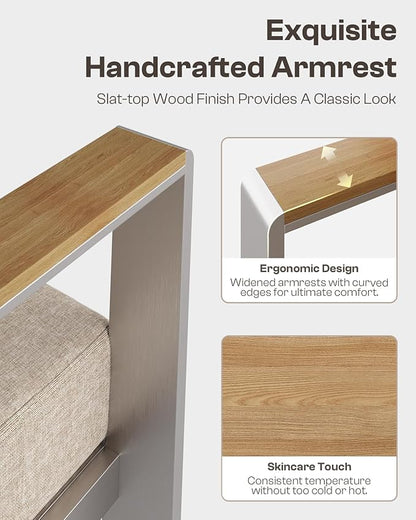 Aluminum Outdoor Patio Furniture chair, All-Weather Outdoor Patio Chair with Washable Thick Cushion, Patio Outdoor Chair Set of 2 for Porch, Balcony, Deck, Yard, Silver