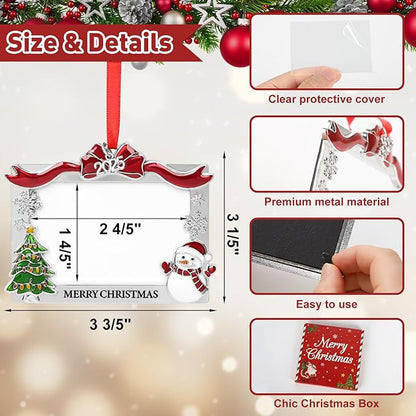 COCHIE 2025 Merry Christmas Photo Frame Ornament for Tree Stocking Hanging Decorations, Personalized Xmas Gifts, Picture Frame Christmas Keepsake (Xmas)