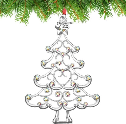 Christmas Ornaments 2025 Decorations for Christmas Tree, Metal Hanging Rhinestones Christmas Tree Decorations Indoor, Glitter Crafts Xmas Decors Annual Keepsake Gifts for Family Friends Holidays Home