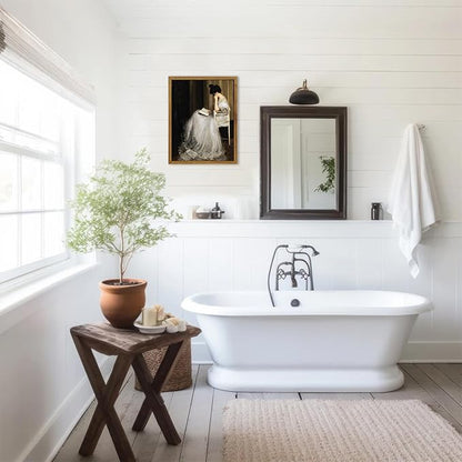 KBKBART Vintage Wall Art, Framed Canvas Art Mid-Century Lady Classical Women Painting, European Portrait for Bedroom Bathroom Decor (8"x10")