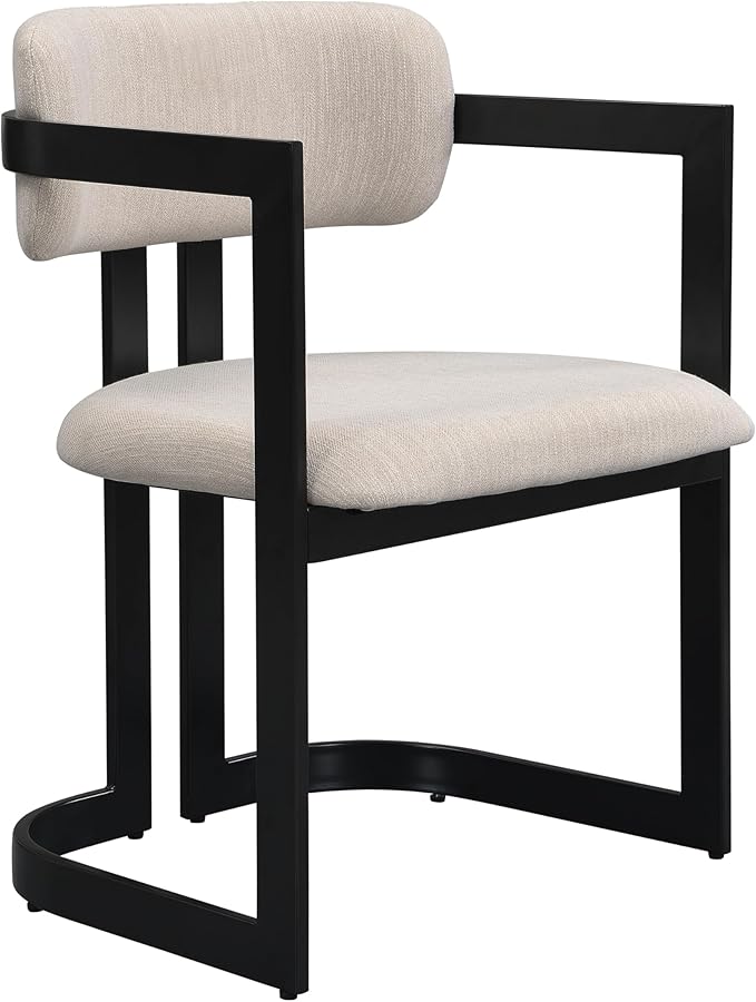 Christopher Knight Home Auber Modern Upholstered Dining Chair Set of 2, Fabric Upholstery Dining Set with Metal Frame, Comfy Side Chair for Living Room, Beige+Black