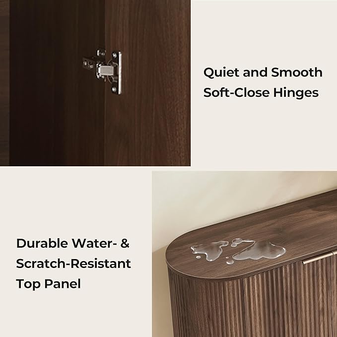 CHITA 70" Sideboard Buffet Cabinet with Storage, Living Room Accent Cabinet with Doors and Adjustable Shelves, for Bar, Kitchen, Walnut