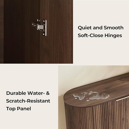 CHITA 70" Sideboard Buffet Cabinet with Storage, Living Room Accent Cabinet with Doors and Adjustable Shelves, for Bar, Kitchen, Walnut