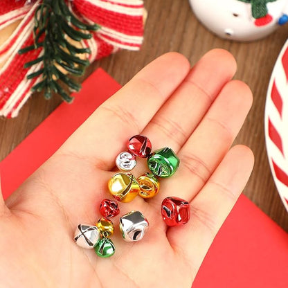 Augshy 240 Pieces Colorful Jingle Bells 4 Colors Mixed Craft Bell Bulk for Christmas Home and Pet Decorations Xmas Decor Party Favors Supplies (0.3/0.4/0.47 inch)