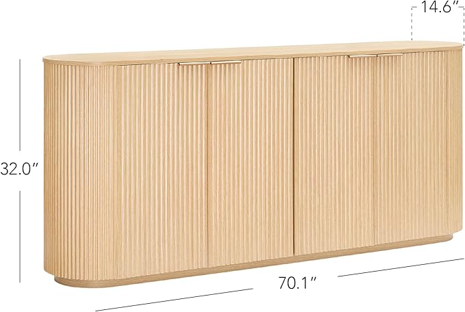 CHITA 70" Sideboard Buffet Cabinet with Storage, Living Room Accent Cabinet with Doors and Adjustable Shelves, for Bar, Kitchen, Oak