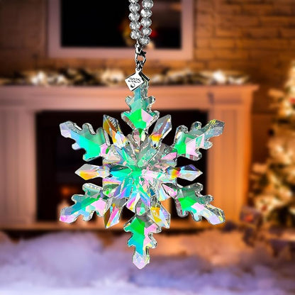 2025 Annual Edition Snowflake Crystal Christmas Ornaments,Christmas Tree Ornaments Crystal Sun Catcher Home Hanging Decor(25-Dreamy Pink)