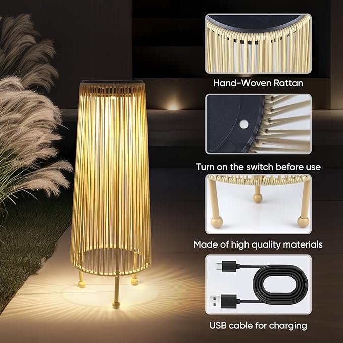 Outdoor Solar Floor Lamp, Upgraded Solar Patio Lamp, Brighter Outdoor Floor Lamp, Auto On/Off Patio Lamps Outdoor for Yard Garden Patio Pathway Lawn Decor