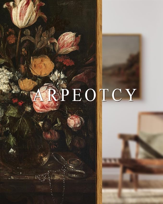 ARPEOTCY Large Framed Canvas Wall Art, Dark Roses Pictures Decor, 24x36Inch, Bathroom Bedroom Kitchen Vintage Floral Decor, Moody Farmhouse French Country Art