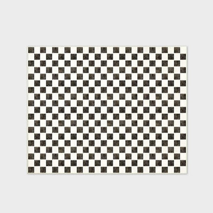 EVERGRACE Checkered Plaid Area Rug 8x10, Soft Fuzzy Faux Wool Rugs Washable Anti Slip Rugs Large Rug Carpet for Entryway Bedroom Living Room Hallway Kitchen and Laundry Room, Black and White