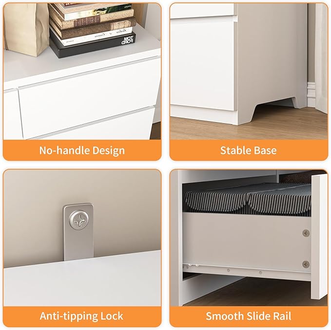 9 Drawers Dresser,Modern Large Wood Dresser,Chest of Drawers for Bedroom, Living Room,Hallway,Entryway,TV Stand Drawer Organizer(White)