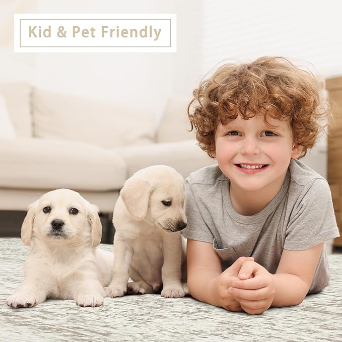 Washable Rugs 8x10 Area Rugs for Living Room,Ultra Soft Faux Wool Retro Rugs for Bedroom,Dining Room,Non Slip&Non-Shedding Low Pile Vintage Print Rug Indoor Large Carpets for Home Office Decor