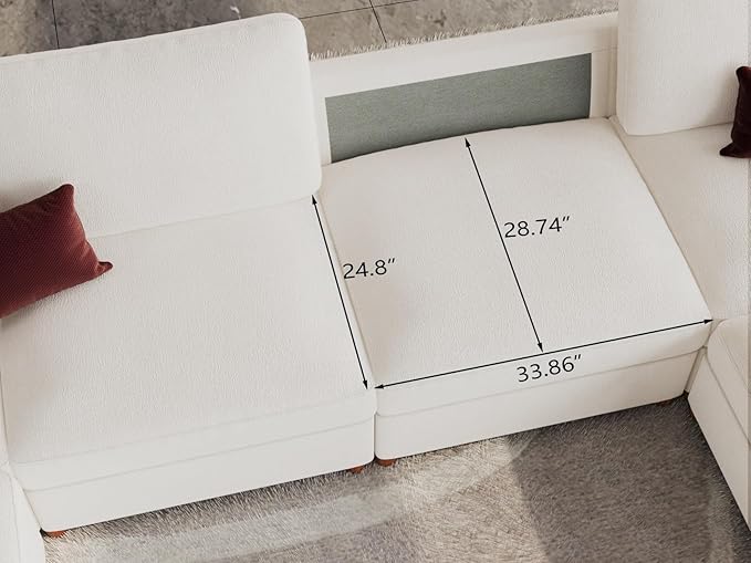 EASE MOOSE Oversized Sectional Modular Sofa,Modern Comfort L Shape Sectional Couch Wide Deep seat Couch for Living Room,White