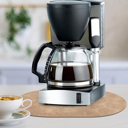 ADRIMER Placemats, Heat Resistant Oval Placemats Set of 8 Washable 12 x 17 Inch, Waterproof Table Placemats Set of 8, Wipeable Faux Leather Placemats for Kitchen, Dining Room, Apricot