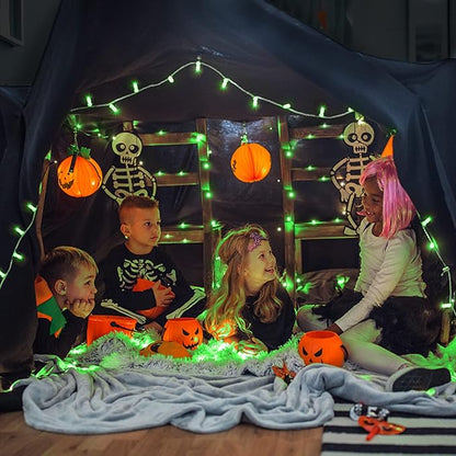 JMEXSUSS Connectable 100 LED Green Halloween Lights, 8 Modes Plug-in Green Christmas Lights Indoor, 33ft Clear Wire Twinkle String Light Outdoor for Halloween Christmas Tree Xmas Decor