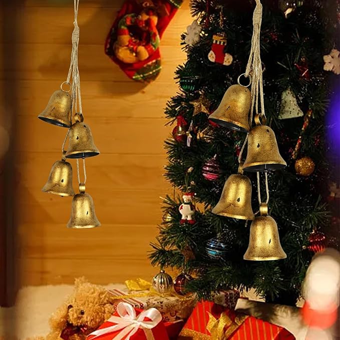 Styleonme Decorative Bells, Christmas Decor Bells, Huangma Hanging Rope Metal Decorative Bull Bell, Classic Bell-Shaped Bell, Vintage Handmade Rustic Lucky Christmas Cow Bells