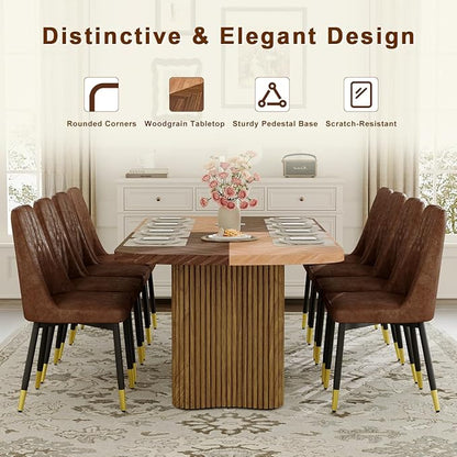Dining Table Set for 8 - Large 78.7" Rectangular Kitchen Table Set for 8 with Cushioned Chairs,Modern Mid-Century Wood Dining Room Table for 8 Ideal for Kitchen & Gatherings