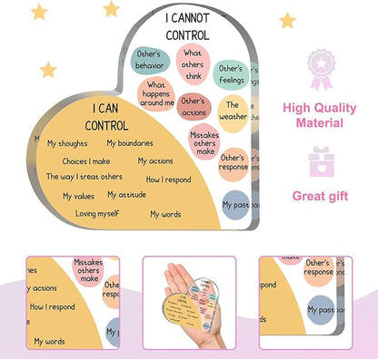 Things I Can Control Mental Health Decor, Acrylic Heart Gifts Mindfulness Decor for Therapy Office , School Counselor Sign Therapist Office Art Decorations for Therapist Office Living Room Bedroom