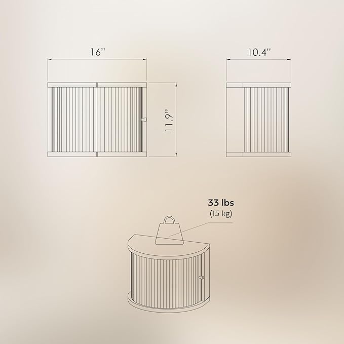 WERMO 16'' Floating Nightstand with Storage and Sliding Door End Table - Floating Side Table for Living Room, Bedroom and Office. Mid Century Modern Nightstand Wood, Bedside Shelf Wall Mount (Walnut)