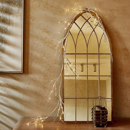 Fudios Lighted Birch Garland Battery Operated with 8 Functions 48 LED Warm White and Multi Color Lights 6FT,Pre Lit White Vine Garland for Fireplace Mantle Christmas Holiday Decor Indoor Outdoor use