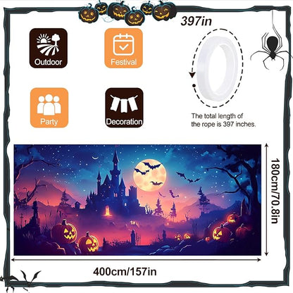 6 x 13 ft Halloween Garage Door Decorations Halloween decorations Witch Door Cover, Hanging Banner, Cauldron Backdrop Mural for Home, Outdoor, Indoor, Spooky Party, Wall, Window