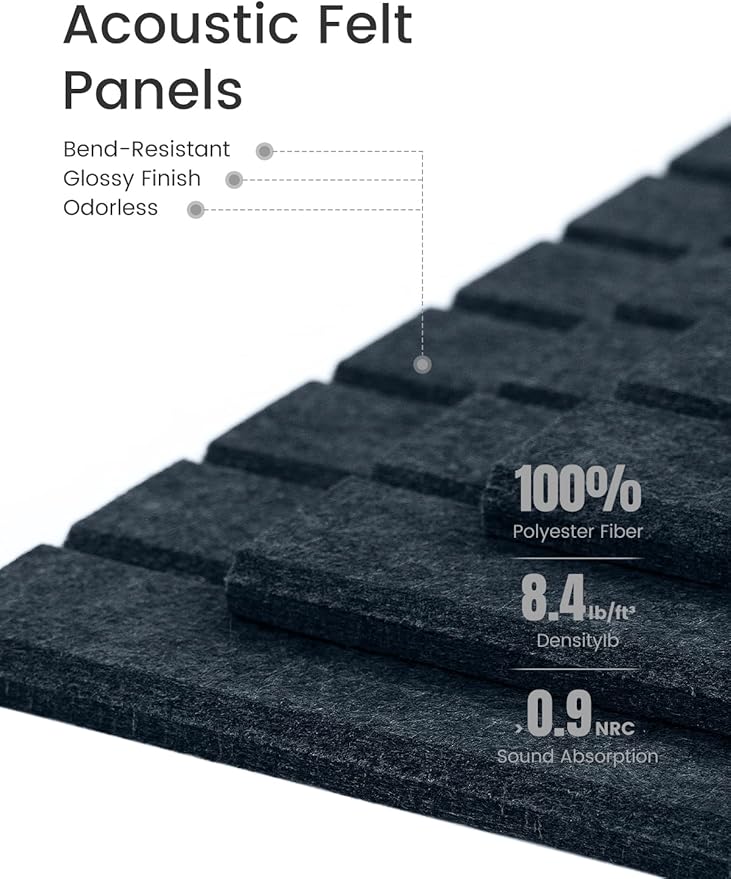 Bumusty Large Cork Board Alternative-36 x24 Felt Bulletin Board Tiles, with 30 Pushpins, 40 Adhesive Tabs, 6-Pack Slat Wall Paneling, Cork Boards for Office Push Pin Board Felt Board-Denim Blue