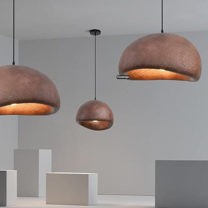 19.7in Wabi Sabi Pendant Lights Kitchen Island Lighting Fixture Ceiling Mount Brown Modern Japanese Lamp Japandi Chandelier for Dining Living Room Hallway Bedroom Restaurant Hanging Lamp