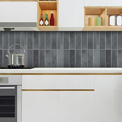 5 Pack Peel and Stick Backsplash Subway Tiles, Extra Thick 3D Wall Panels, Heat & Water Resistant, Easy DIY Kitchen, Bathroom, Laundry, Fireplace & Rental Home Wall Décor (12 x 12 in), Gray
