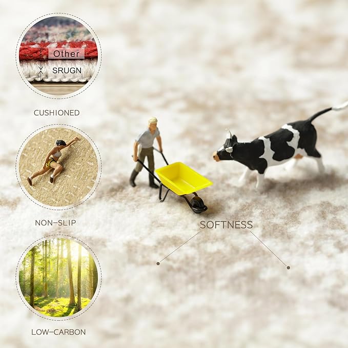 Modern Washable Rugs 9x12 Area Rugs for Living Room,Abstract Rugs for Bedroom,Large Carpets,Ultra Soft Faux Wool Retro Dining Room Rug,Non Slip&Non-Shedding Low Pile Print Rug- Beige Grey