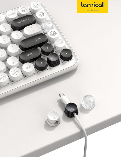 6Pack Cord Organizer, Desk Accessories - Lamicall Clear Cable Management Clips, Home Workspace Organization Accessories, Nightstand Wire Keeper Desk Decor, Dorm Room Essentials Desktop Gadgets