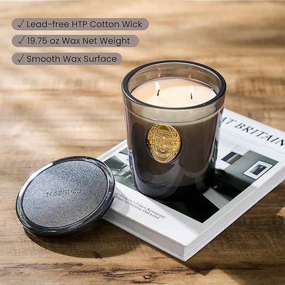 M&SENSE Large Two-Wick Soy Candle | Crisp Chill & Black | 19.8 oz, 120H Burn Time | Luxury Scented Candle for Him,for Relaxation, Gifting, Home Décor | Ideal for Bedroom, Office, Party Ambiance