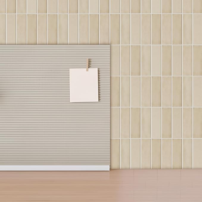 5 Pack Peel and Stick Backsplash Subway Tiles, Extra Thick 3D Wall Panels, Heat & Water Resistant, Easy DIY Kitchen, Bathroom, Laundry, Fireplace & Rental Home Wall Décor (12 x 12 in), Almond