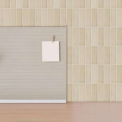 5 Pack Peel and Stick Backsplash Subway Tiles, Extra Thick 3D Wall Panels, Heat & Water Resistant, Easy DIY Kitchen, Bathroom, Laundry, Fireplace & Rental Home Wall Décor (12 x 12 in), Almond