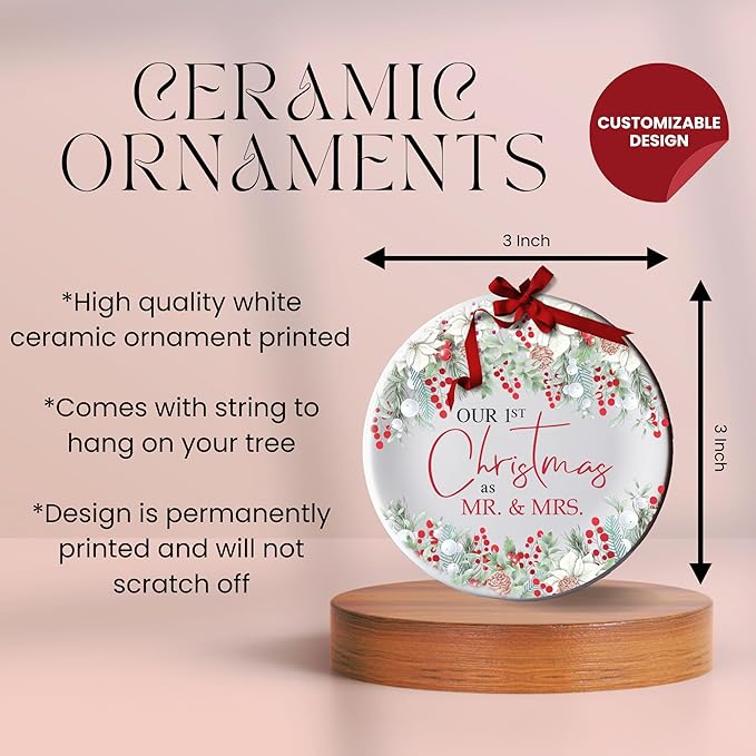 Custom Christmas Family 2025 Ornaments, Ceramic Ornaments for Family Xmas 2025, Personalized Christmas Ornament