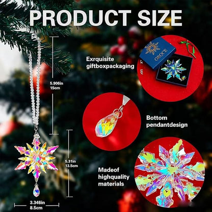 2025 Annual Christmas Ornaments Crystal Snowflake Star - Christmas Tree Ornaments Pendant Crystal Sun Catcher Home Hanging Decor (2025 Color 3-Layer)