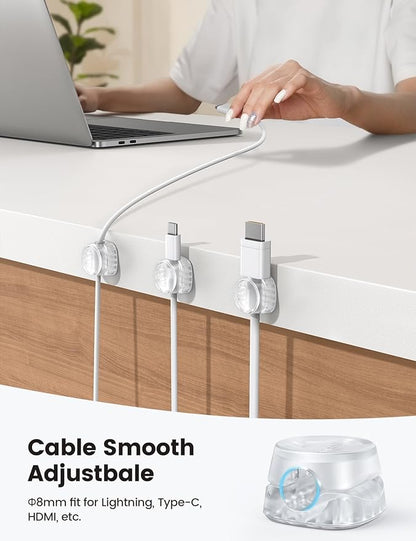 6Pack Cord Organizer, Desk Accessories - Lamicall Clear Cable Management Clips, Home Workspace Organization Accessories, Nightstand Wire Keeper Desk Decor, Dorm Room Essentials Desktop Gadgets