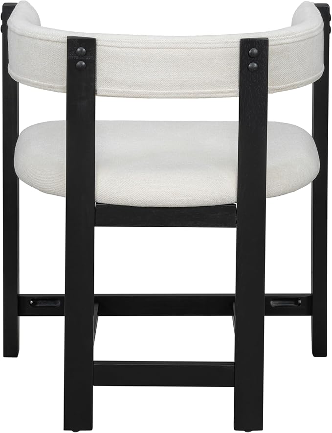Christopher Knight Home Set of 2 Arley Modern Fabric Upholstered Dining Sturdy Wooden Kitchen Side Chair with Ergonomic Backrest and Footrest, Soft Padded Barrel, Beige+Black